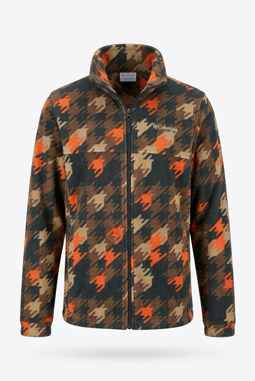 Columbia Youth Full-Zip Printed Fleece Jacket Camouflage Orange Green